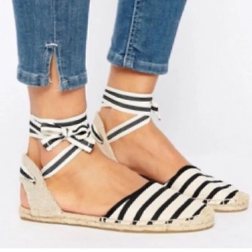 Soludos Striped Lace Up Espadrilles
